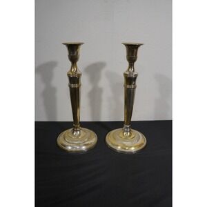 Pair Vintage Brass Candlesticks Ornate Pedestal Base Elegant Home Decor